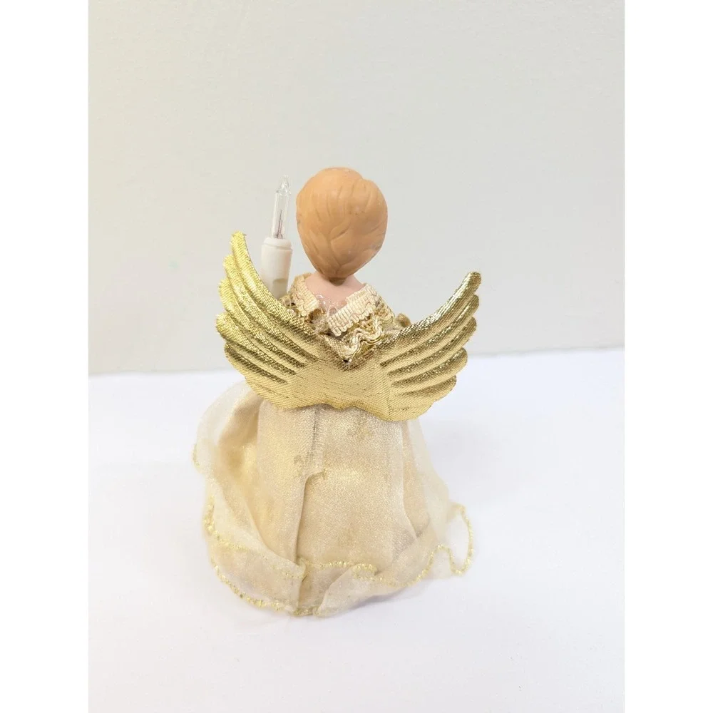Vintage Lighted Bisque Porcelain Angel Christmas Tree Topper 5